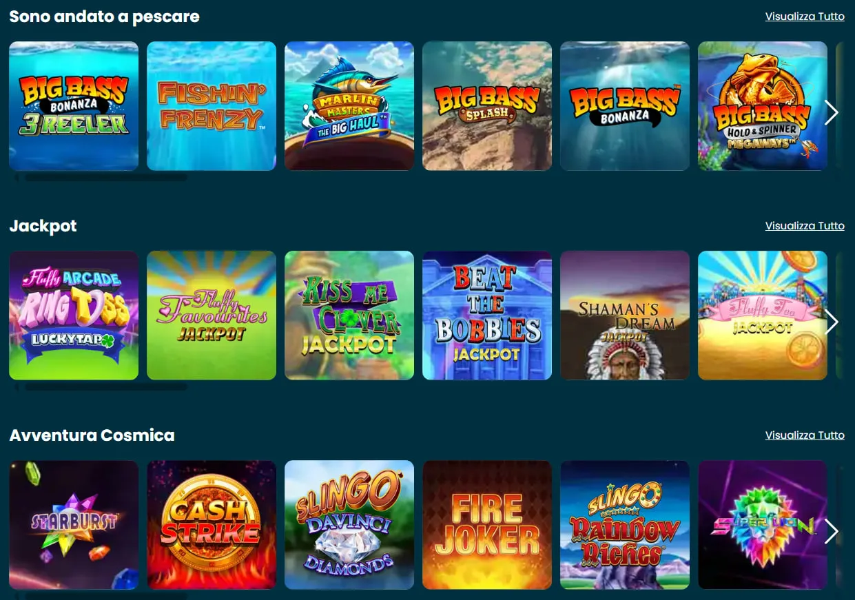 Catalogo giochi Amazon Slots: slot machine, blackjack e roulette